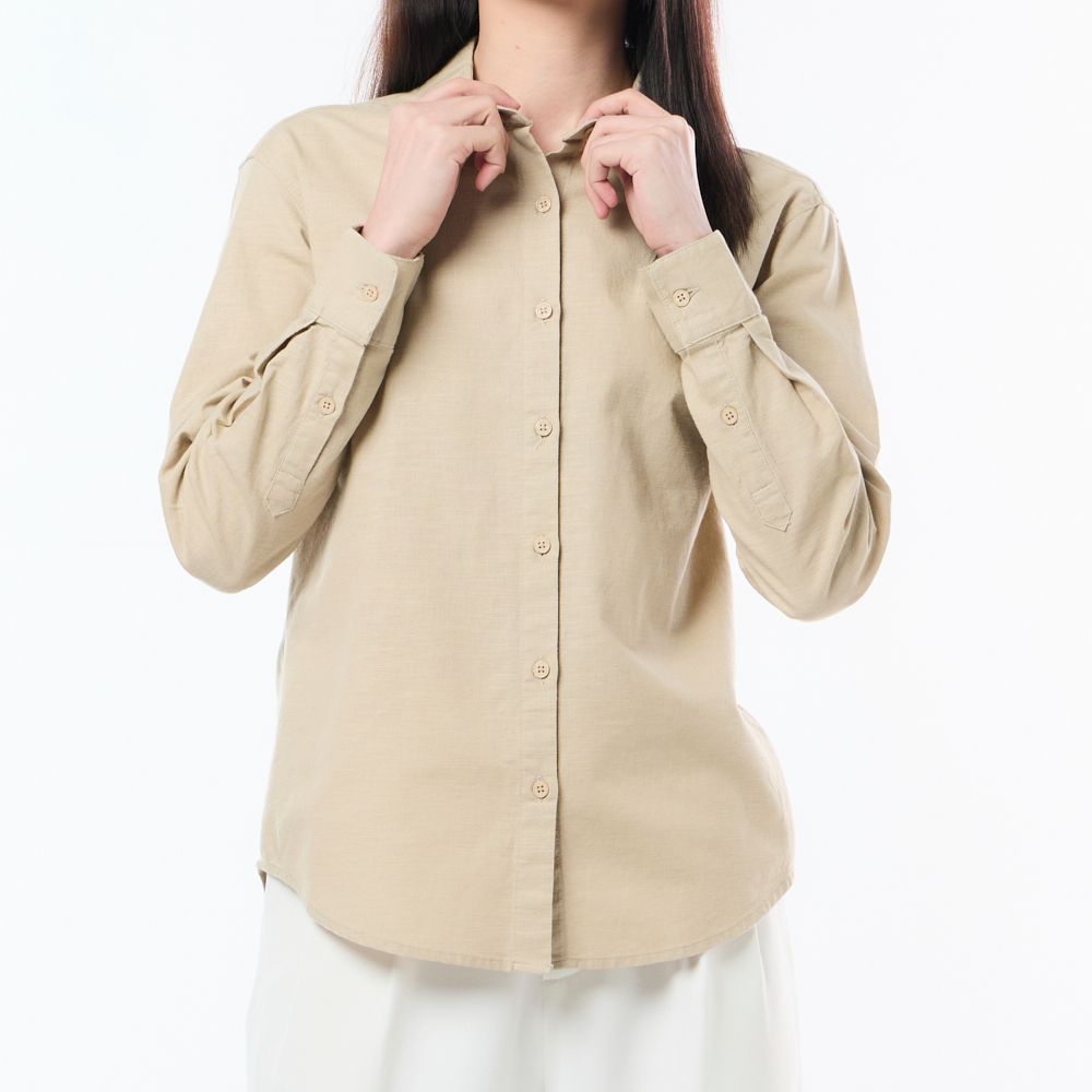 MESTYLE เสื้อแต่งดีเทล สีกากี ไซซ์ L