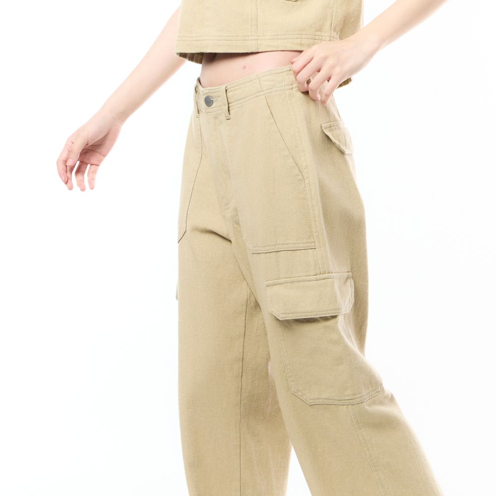 MESTYLE PANTS W-DETAIL KHAKI SIZE S