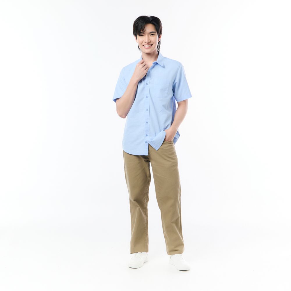 MESTYLE เชิ้ตแขนสั้นมินิมอล สีฟ้า ไซซ์ M