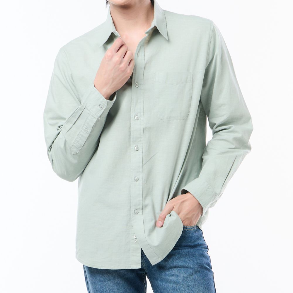 MESTYLE เชิ้ตแขนยาวมินิมอล สีเทา ไซซ์ L