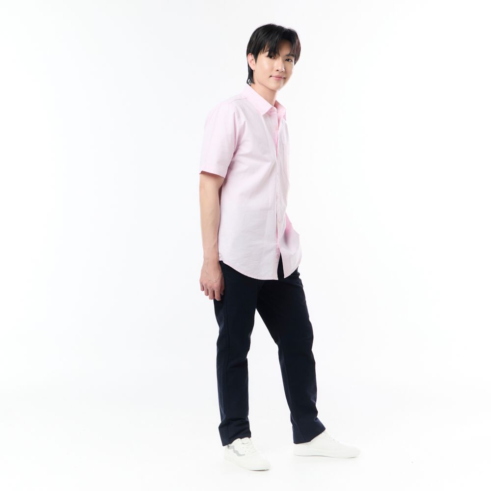 MESTYLE เสื้อเชิ้ตแขนสั้น สีชมพู ไซซ์ L