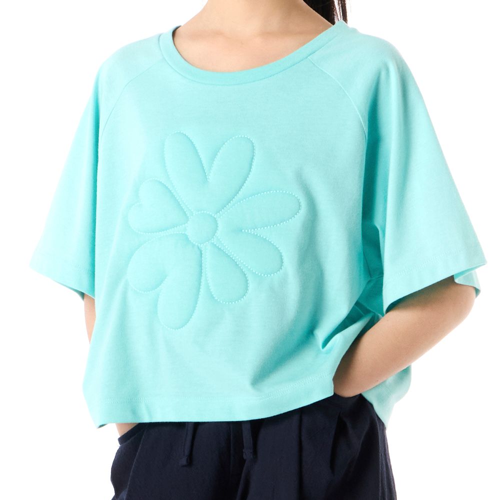 MESTYLE เสื้อยืดปักลายดอก HOME BAKED สีฟ้า ไซส์ 7