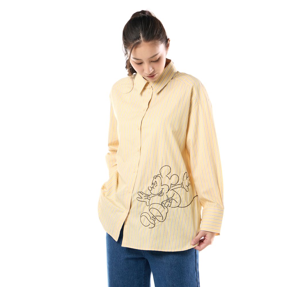 MESTYLE DISNEY เสื้อเชิ้ตริ้วมิคกี้ สีเหลือง ไซซ์ F
