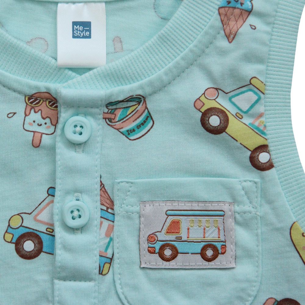 MESTYLE TANK TOP HAPPY TRUCK ANTIBAC GREEN SIZE 3-6