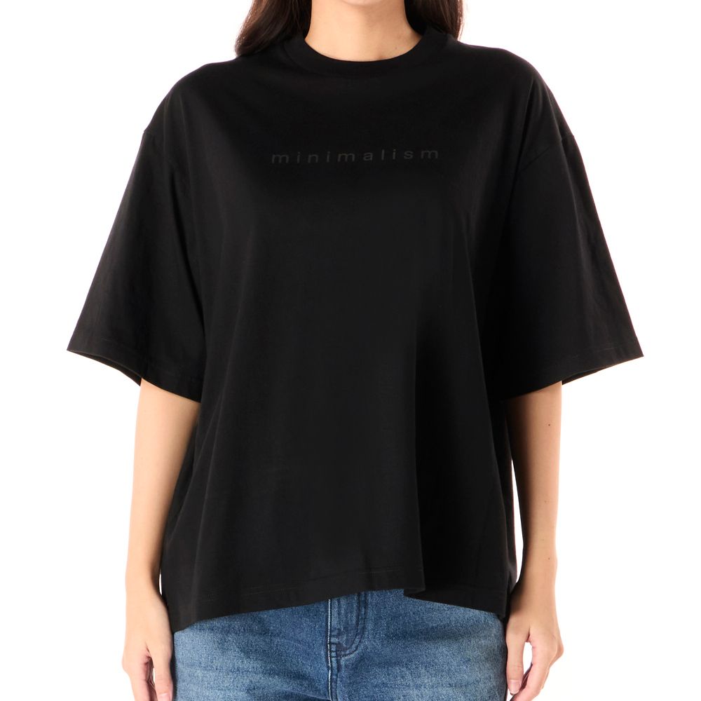 MESTYLE เสื้อยืดโอเวอร์ไซส์ สีดำ ไซซ์ L