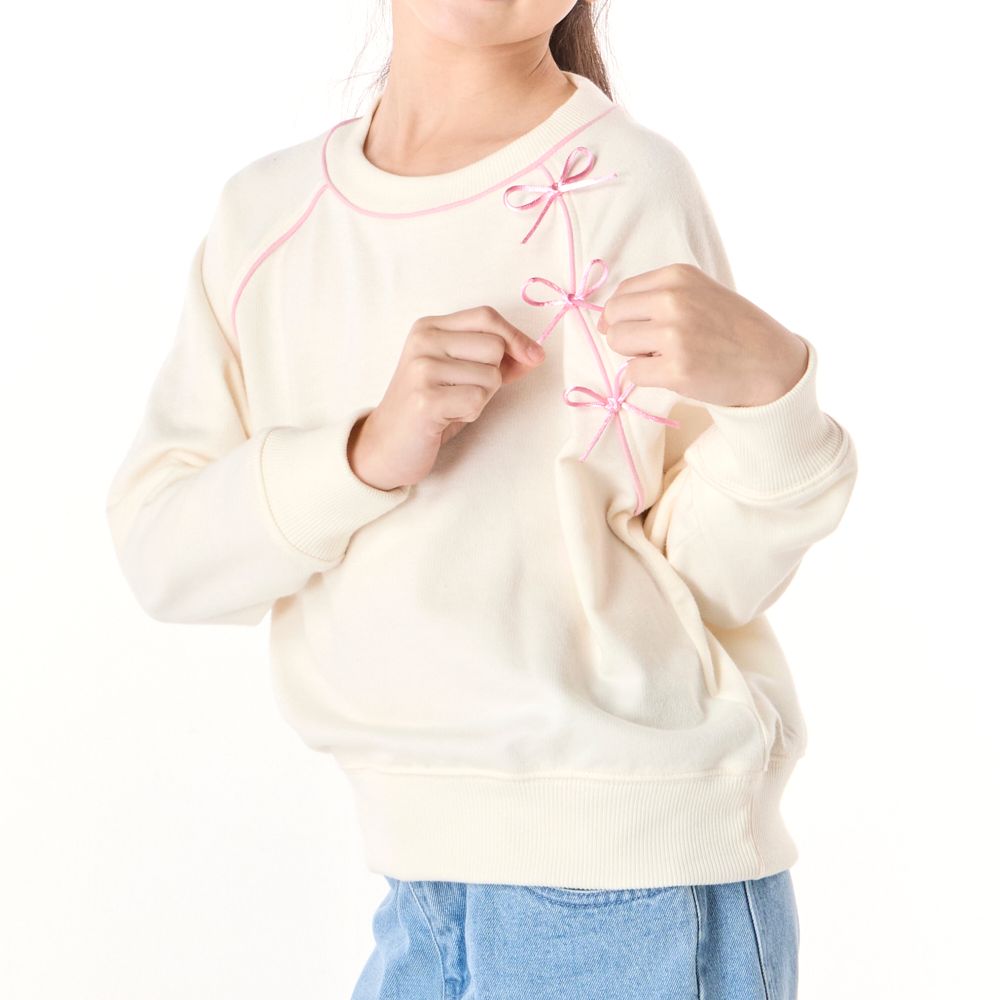 MESTYLE เสื้อแขนยาวแต่งโบว์ PLAYFUL สีเบจ ไซส์ 12