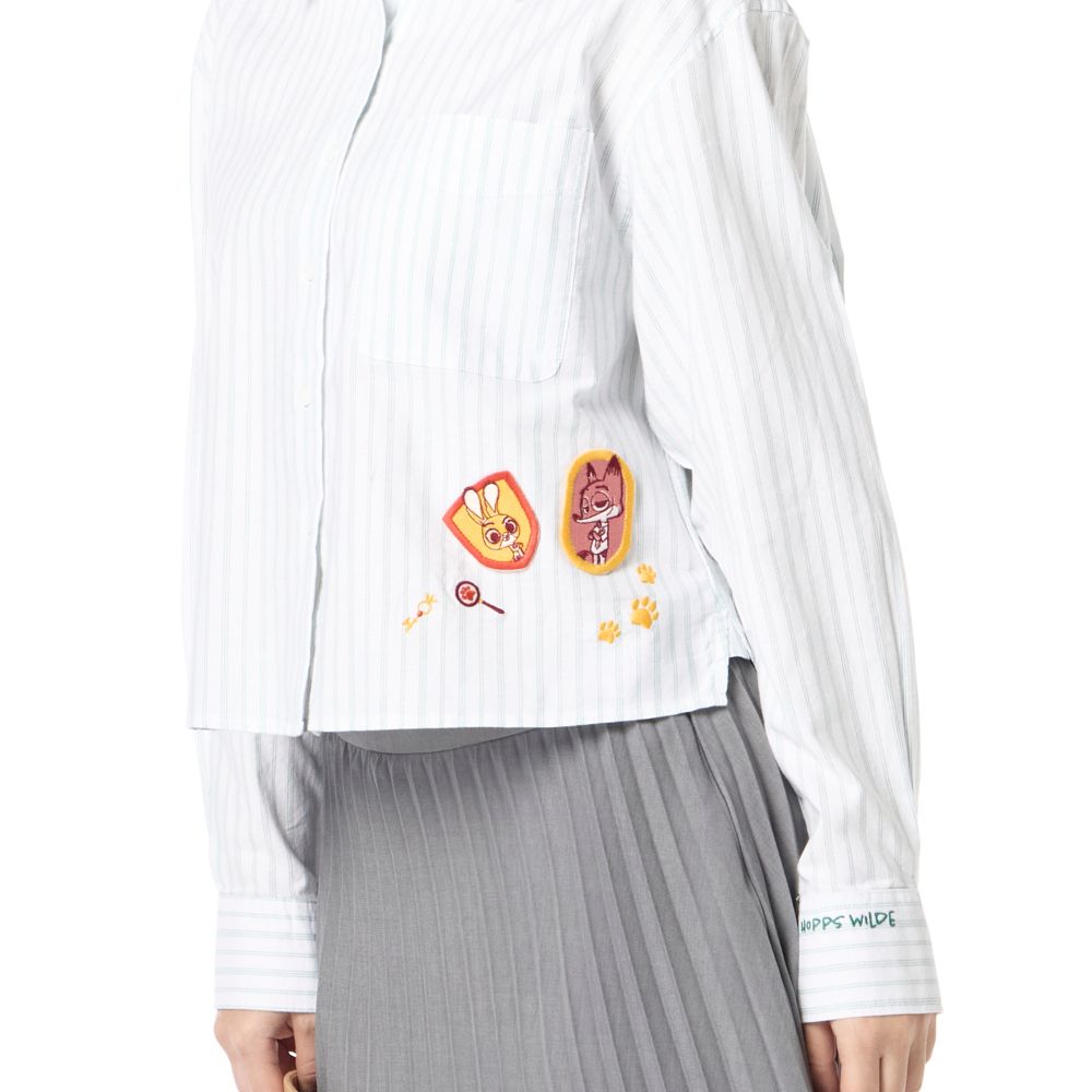 MESTYLE DISNEY เสื้อเชิ้ตริ้วซูโทเปีย สีเขียว ไซซ์ M