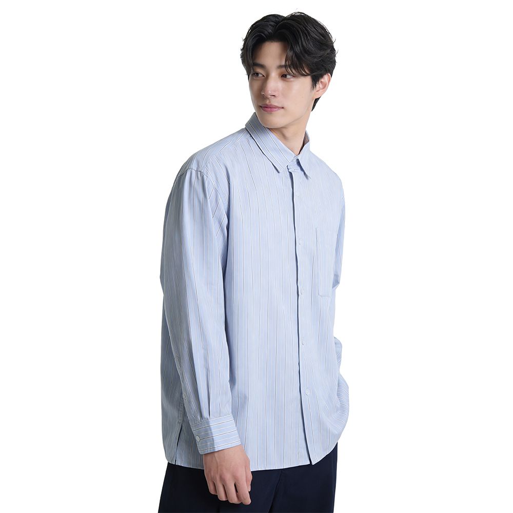 MESTYLE เชิ้ตแขนยาวมินิมอล สีฟ้า ไซซ์ S