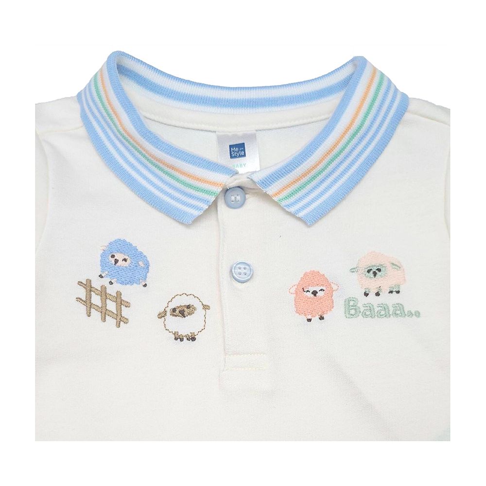MESTYLE POLO SHIRT PLAYFUL SHEEPY WHITE SIZE 9-12