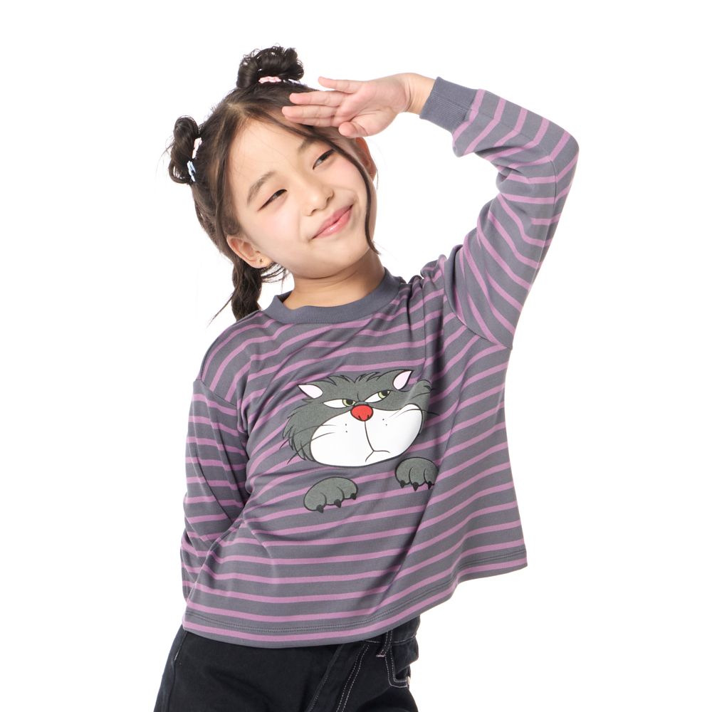 MESTYLE DISNEY เสื้อยืดริ้ว ลูซิเฟอร์ สีม่วง ไซส์ 5