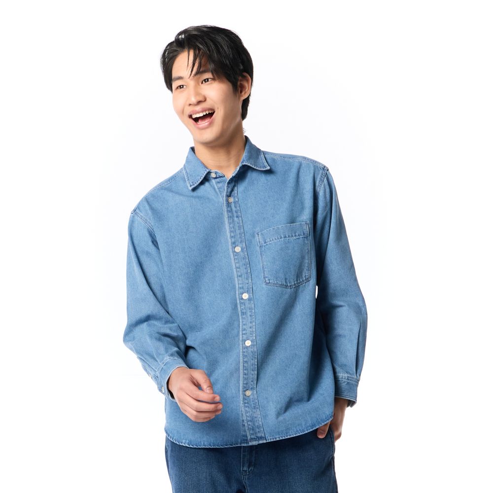 MESTYLE LONG SLEEVE DENIM SHIRT MEDIUM DENIM SIZE S