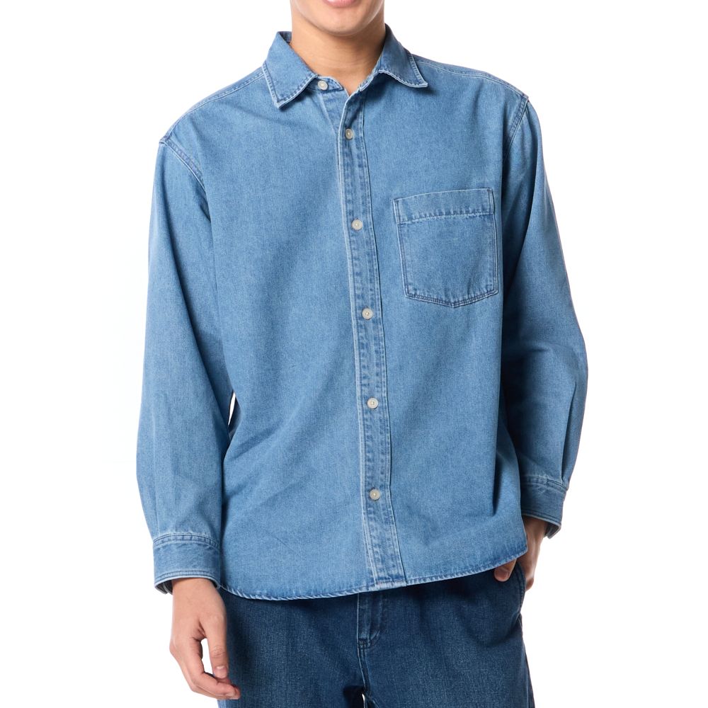 MESTYLE LONG SLEEVE DENIM SHIRT MEDIUM DENIM SIZE S
