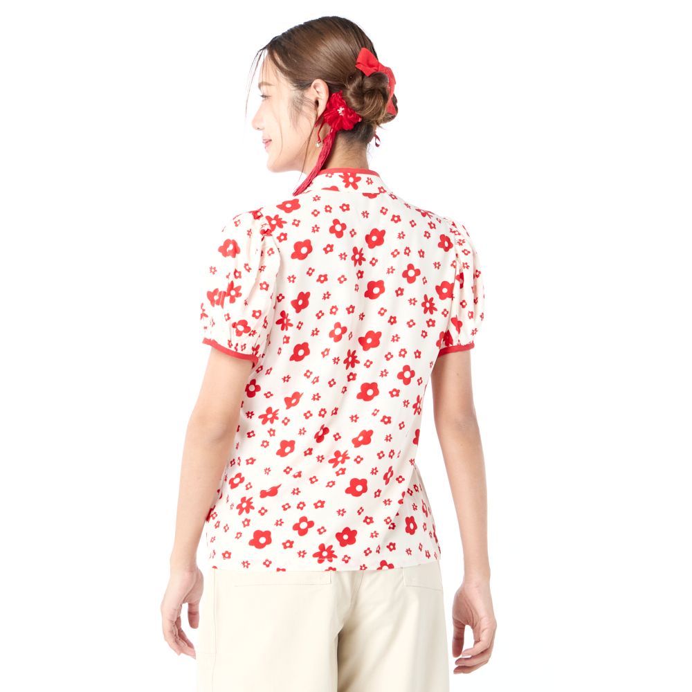 MESTYLE เสื้อแขนสั้นคอจีน ตรุษจีน สีแดง ไซซ์ XL