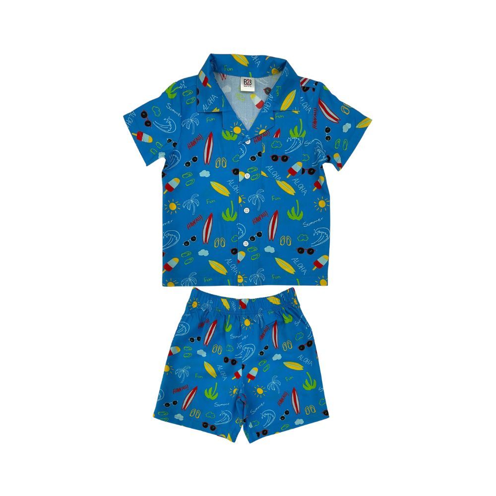 SPUN SET WITH PRINTED BLUE SIZE 4