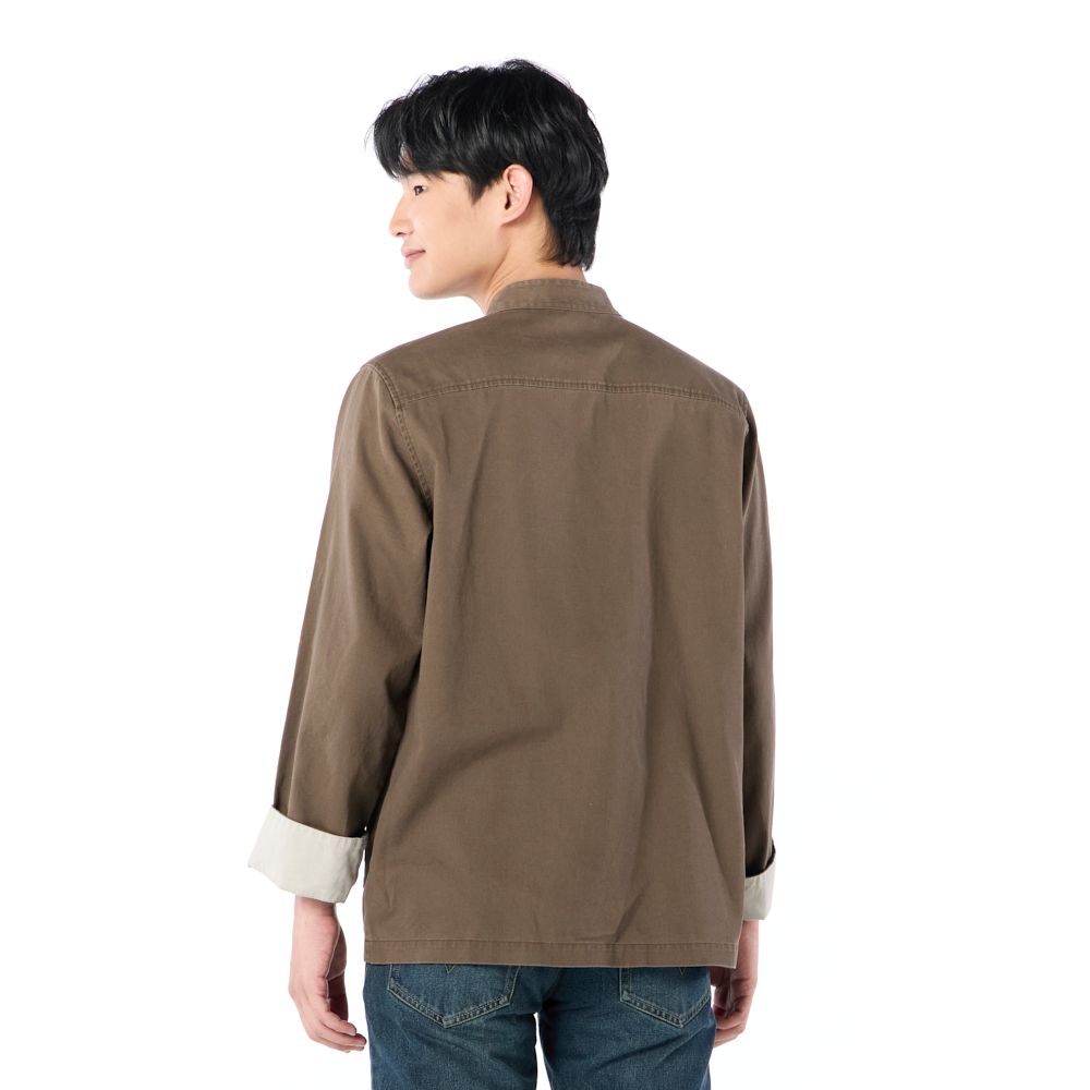 MESTYLE เสื้อคอจีนแขนยาว สีน้ำตาล ไซซ์ S