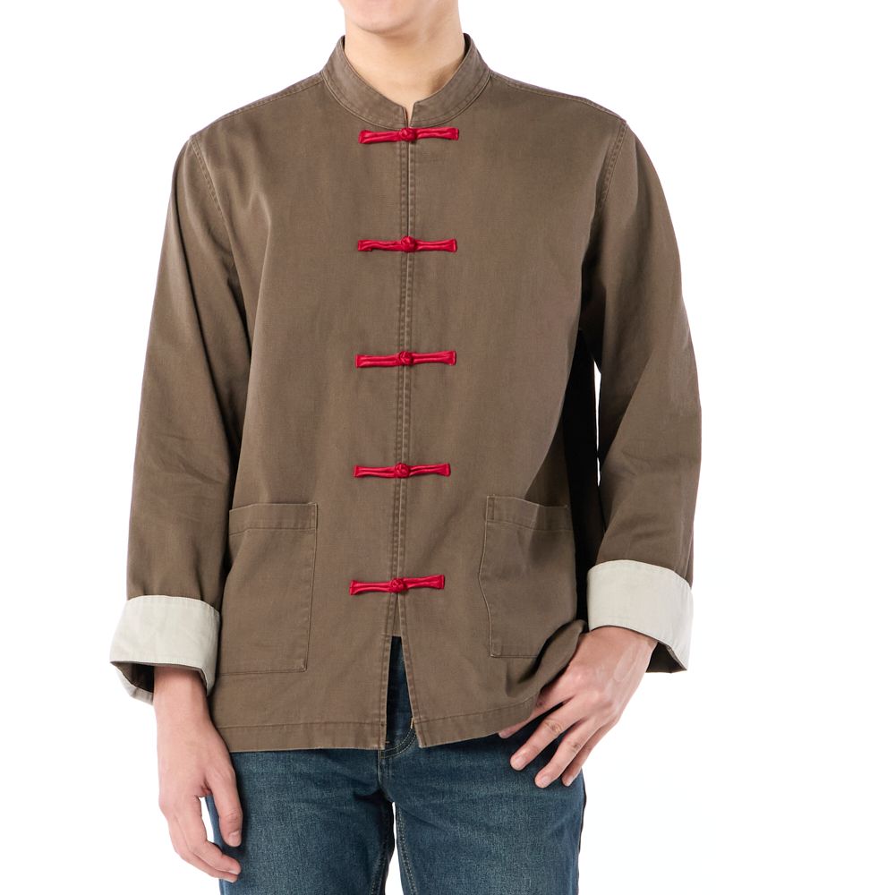 MESTYLE เสื้อคอจีนแขนยาว สีน้ำตาล ไซซ์ S