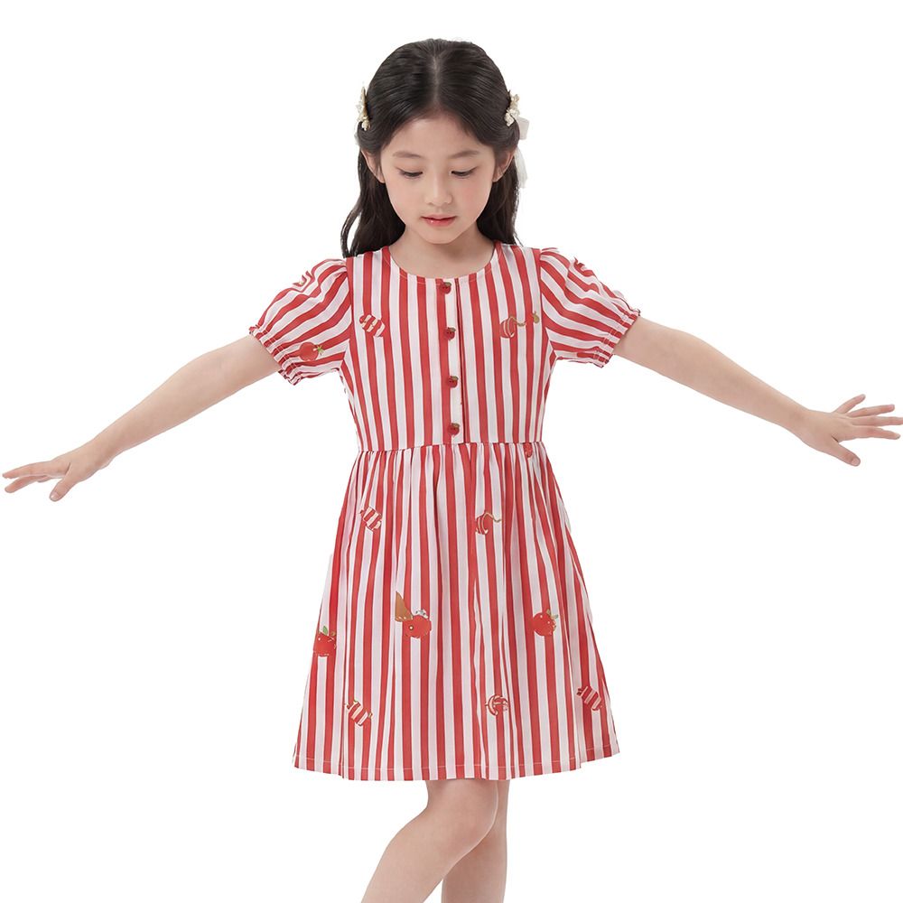 MESTYLE PRINTED DRESS TROPICS RED SIZE 5