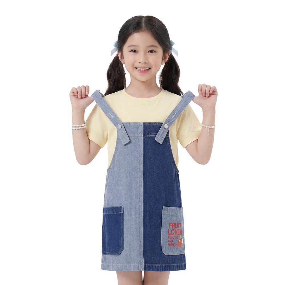 MESTYLE DENIM DUNGAREE WITH PRINT TROPICS DENIM BLUE SIZE 9