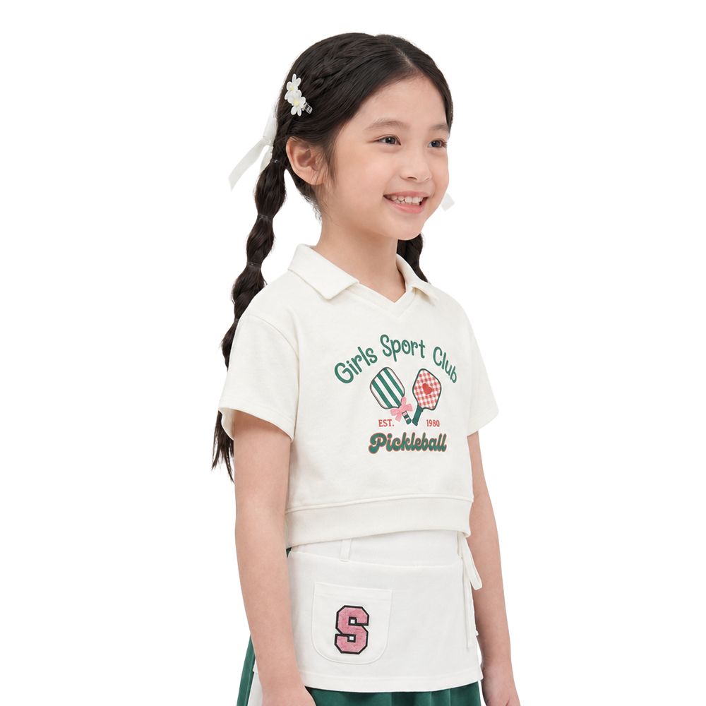 MESTYLE เสื้อคอวีแต่งปกพิมพ์ SPORT CLUB สีขาว ไซซ์ 5