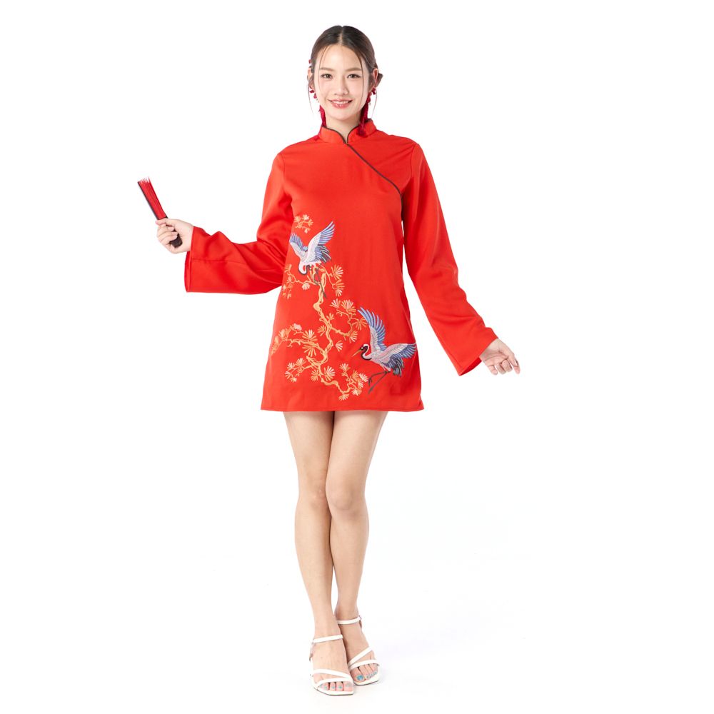 MESTYLE ชุดเดรสตรุษจีน สีแดง ไซซ์ XL
