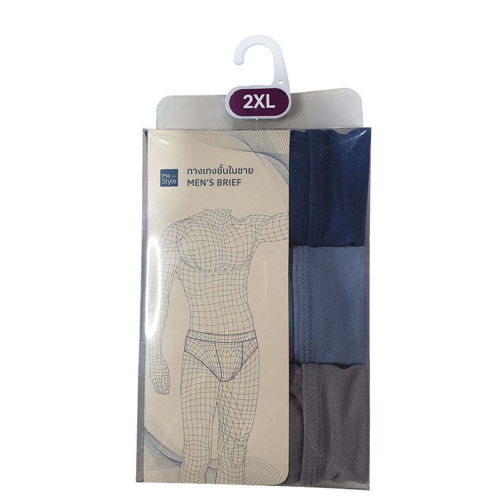 MESTYLE MEN BRIEF SPANDEX 1 MIXED COLORS SIZE 2XL PACK 3