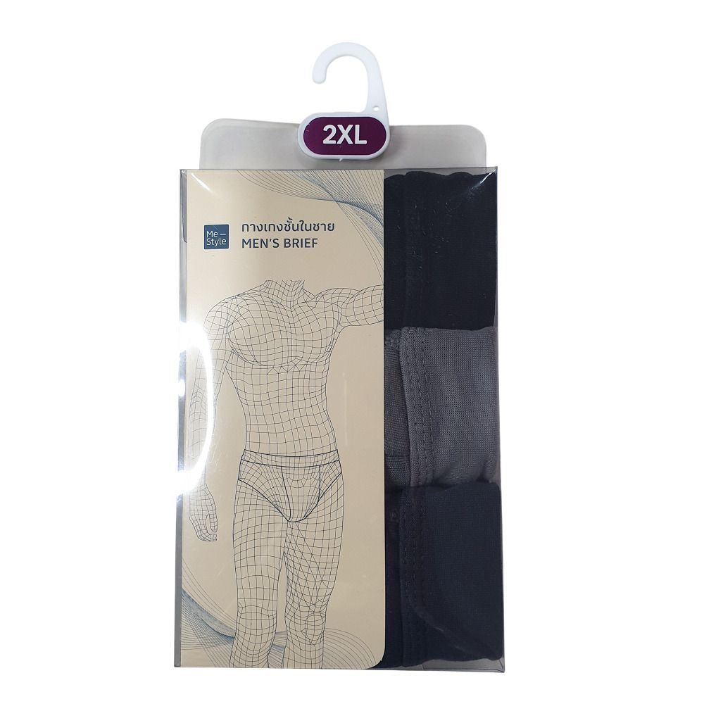 MESTYLE MEN BRIEF SPANDEX 2 MIXED COLORS SIZE 2XL PACK 3