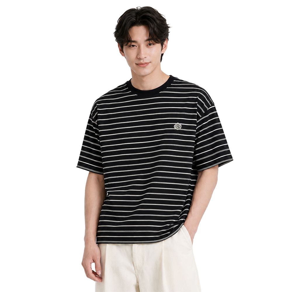 MESTYLE เสื้อยืดลายริ้ว CHESHIRE สีดำ ไซซ์ XL