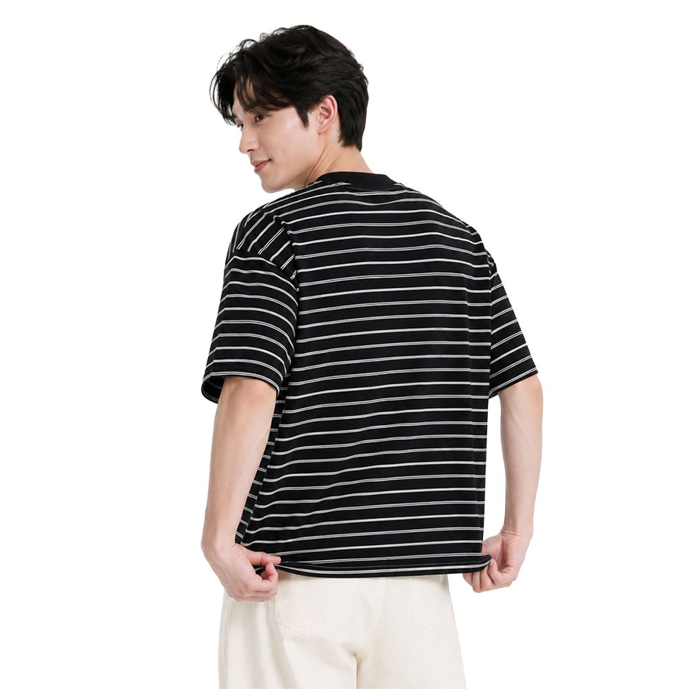 MESTYLE เสื้อยืดลายริ้ว CHESHIRE สีดำ ไซซ์ XL