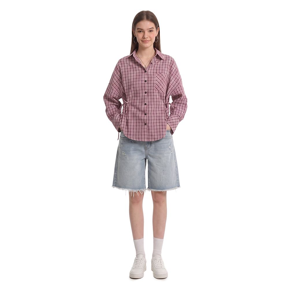 MESTYLE CHESHIRE CHECKED SHIRT PINK SIZE S
