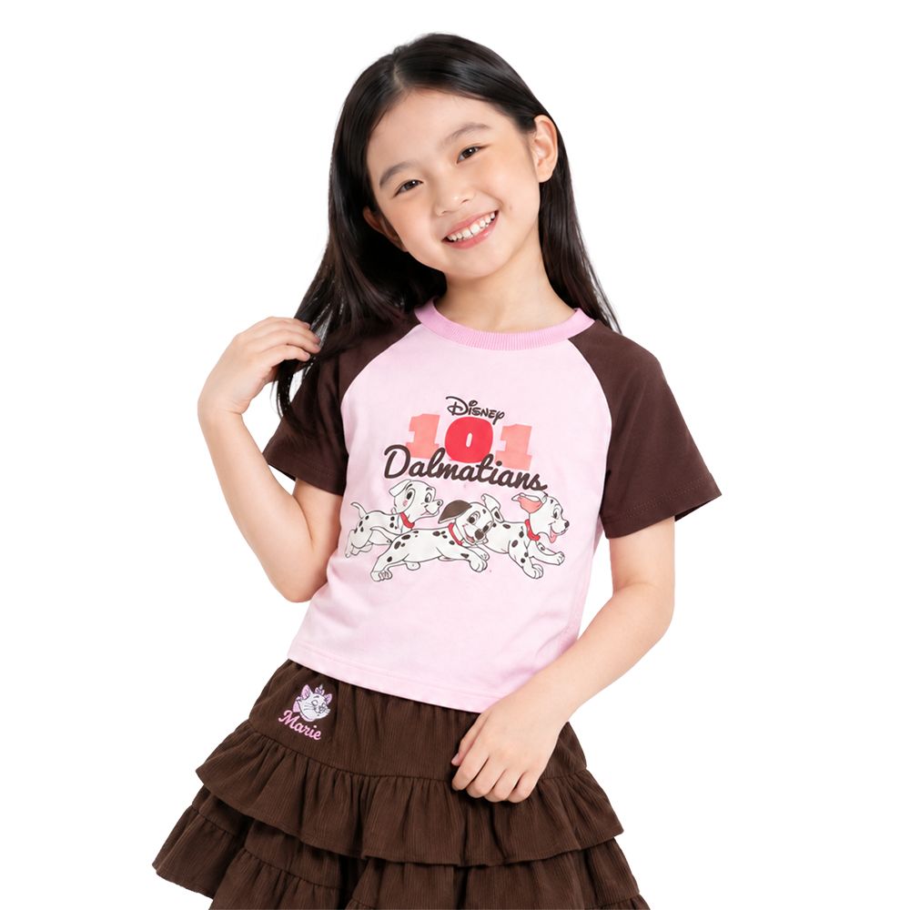 MESTYLE DISNEY เสื้อยืดตัดต่อแขนลาย DALMATIANS สีชมพู ไซซ์ 9