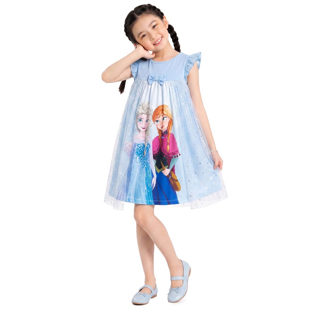 MESTYLE DISNEY PRINTED DRESS WITH MESH FROZEN BLUE SIZE 5