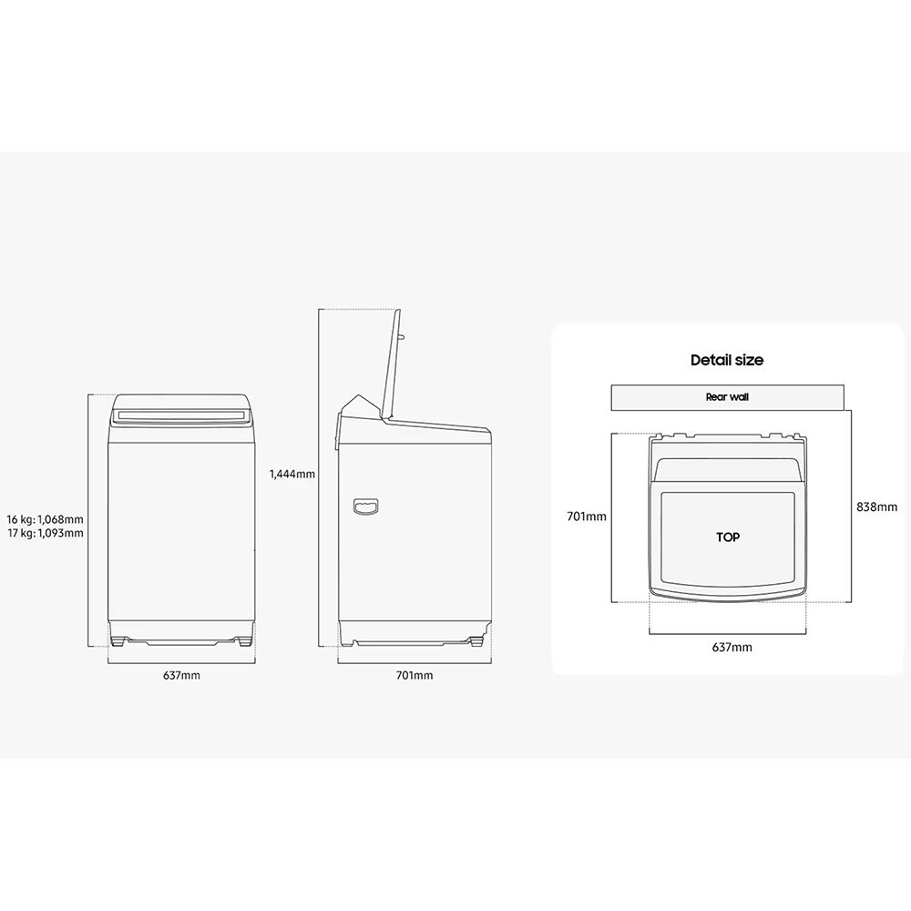 SAMSUNG เครื่องซักผ้า 17กก รุ่น WA17CG6441BYST