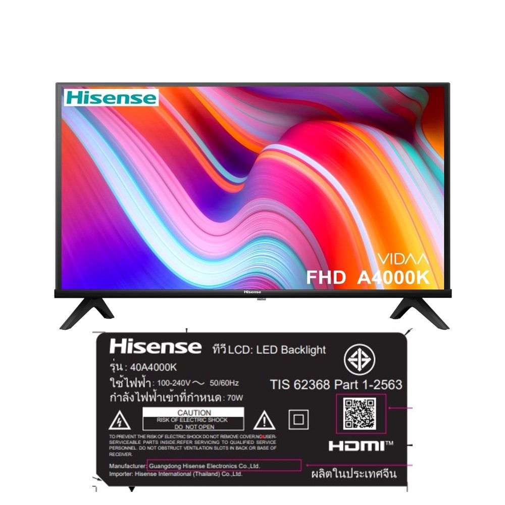 HISENSEสมาร์ทTV VIDAA FHD 40IN 40A4000K_SK