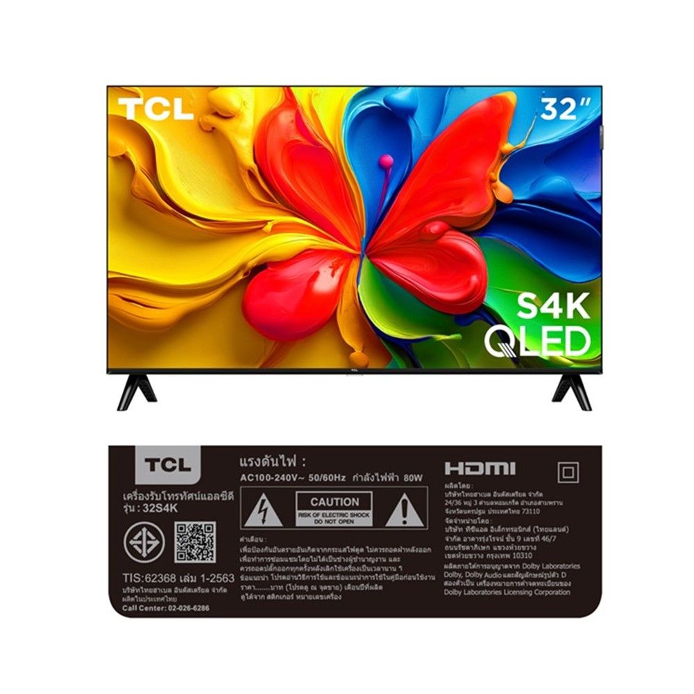 TCL QLED FHD GOOGLE ทีวี 32 นิ้ว #32S4K