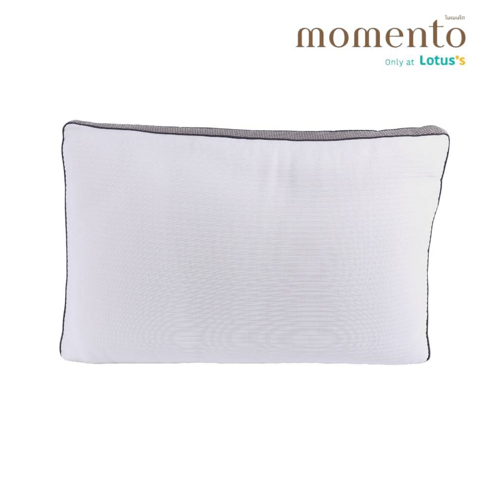 โมเมนโตหมอนหนุนผ้านุ่มขาวขอบเทา17X27นิ้ว