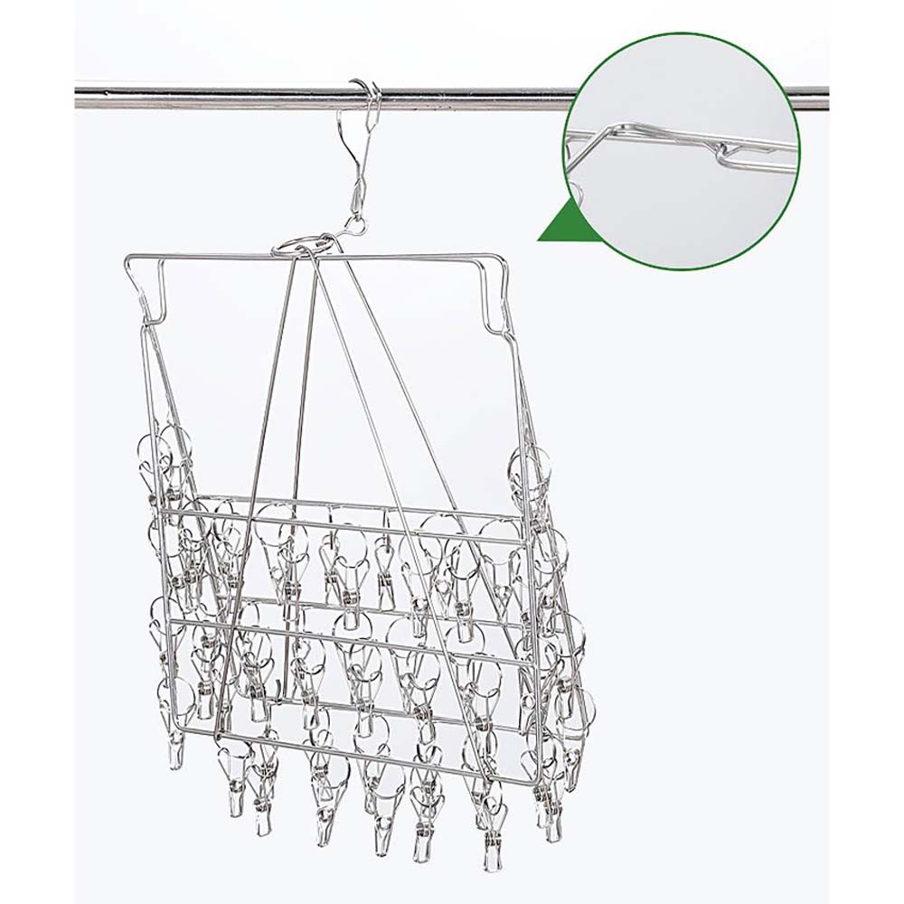 ห่วงตากผ้าสแตนเลสพับได้กิ๊บ 36ชิ้น