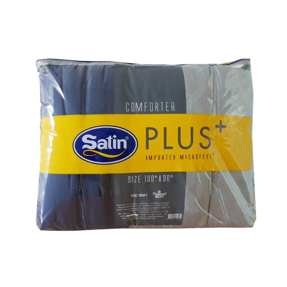 ซาตินพลัสผ้าปูเทา6ฟุต5ชิ้น+นวม90X100