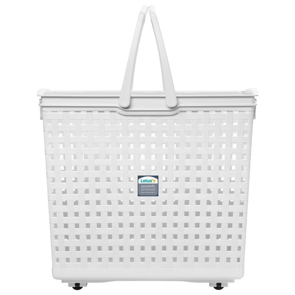 โลตัสตะกร้าเหลี่ยมลายหวายมีล้อขาวNO.4213