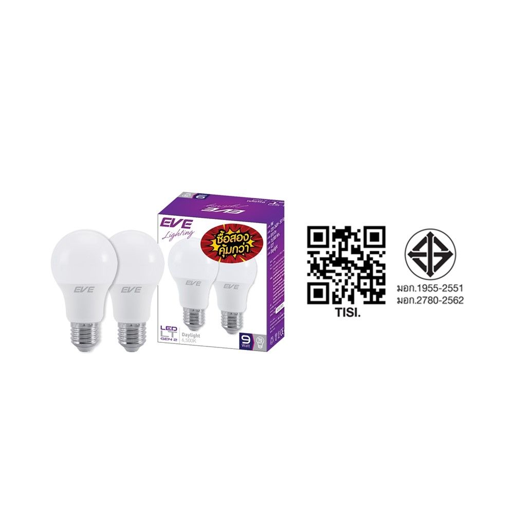 EVE หลอด LED A60 LT GEN2 9W DL E27 1X2