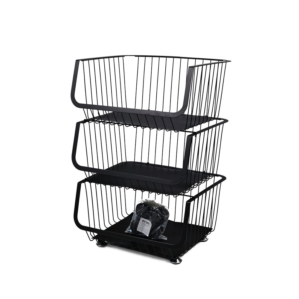 ชั้นวางของสแตนเลสเคลือบดำ3ชั้น