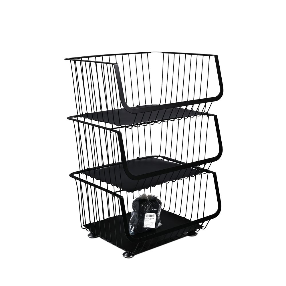 ชั้นวางของสแตนเลสเคลือบดำ3ชั้น