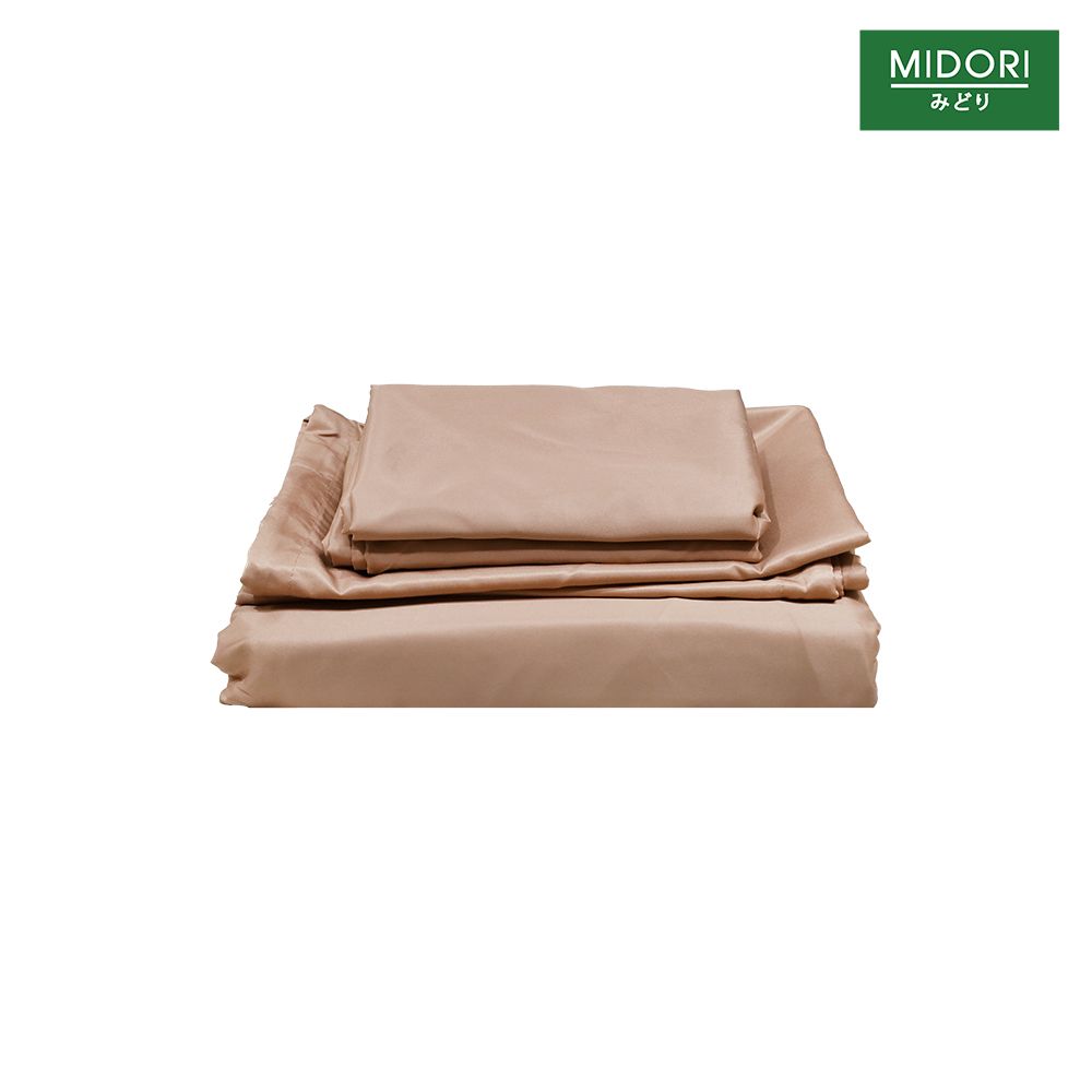 MIDORI BED SET MICRO SATEEN BROWN 6FT.