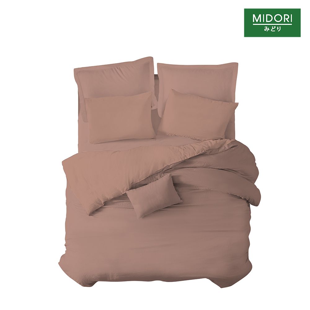 MIDORI BED SET MICRO SATEEN BROWN 6FT.
