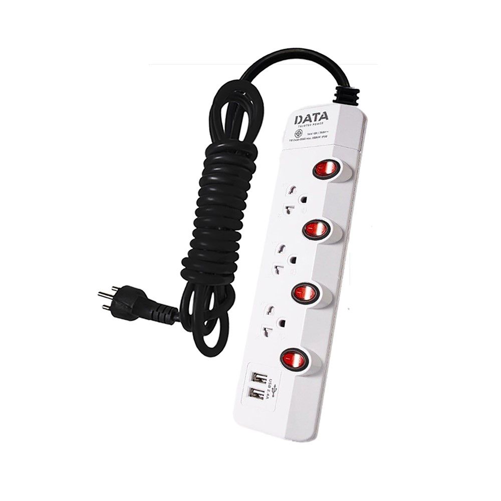 DATA ปลั๊กไฟ 3ช่อง4สวิทซ์2USB 3M HMW4236M