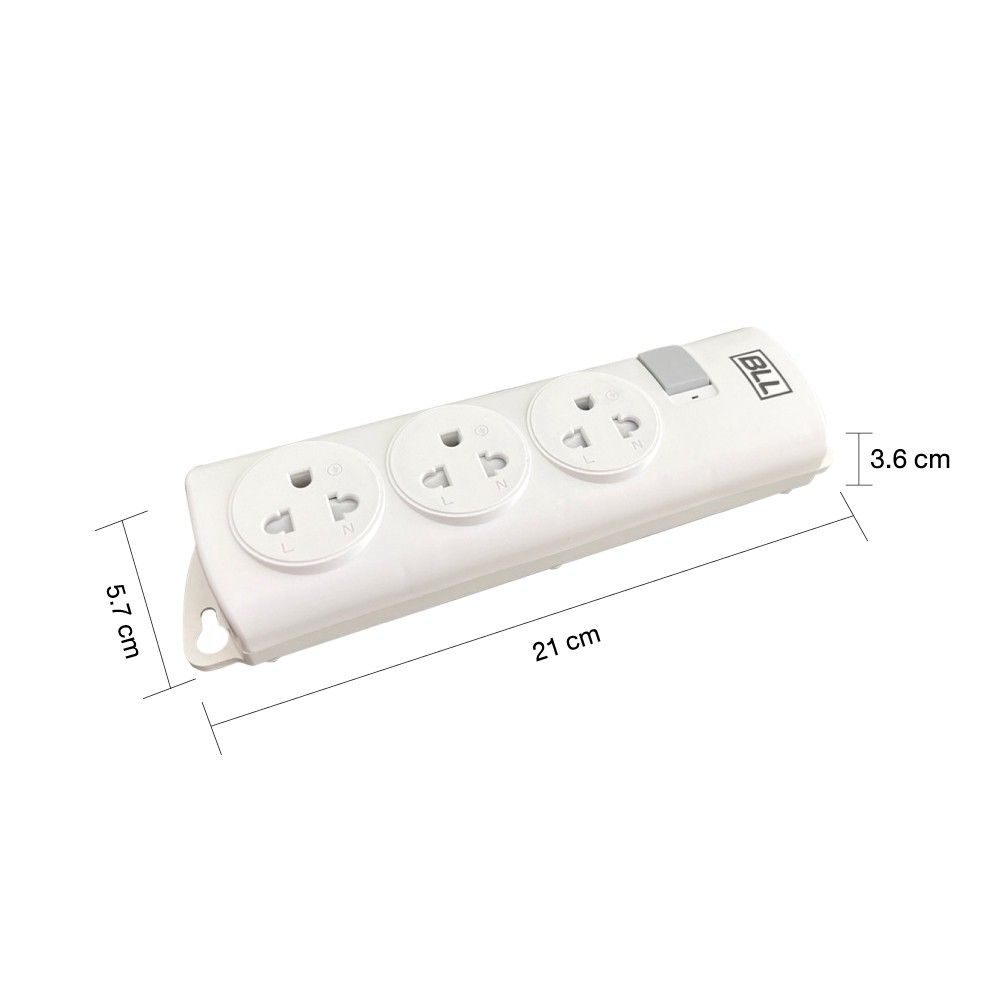 BLL POWER STRIP PLUG 3HEADS 1SWITCH 3CABLE CONNECTOR 3M B50