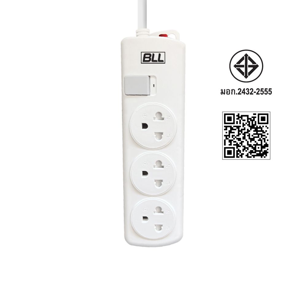BLL POWER STRIP PLUG 3HEADS 1SWITCH 3CABLE CONNECTOR 3M B50