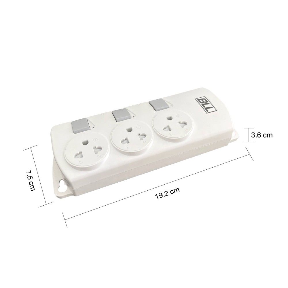 BLL POWER STRIP PLUG 3HEADS 3SWITCH 3CABLE CONNECTOR 3M B58