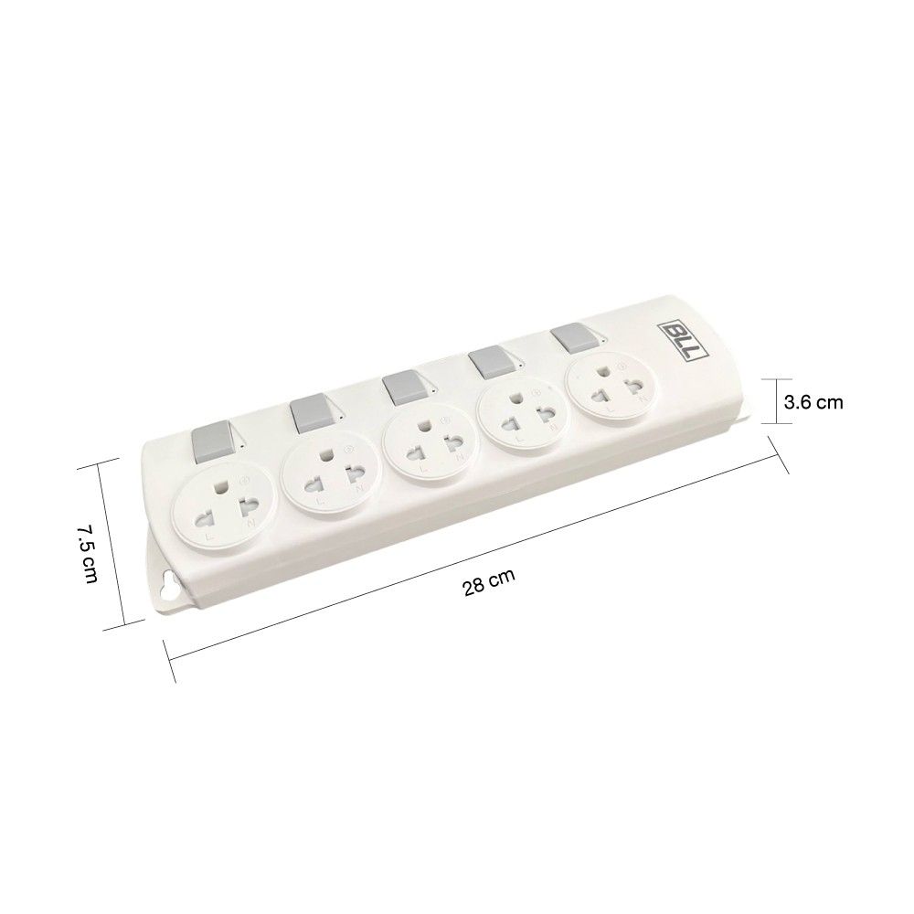 BLL POWER STRIP PLUG 3HEADS 5SWITCH 5CABLE CONNECTOR 3M B72