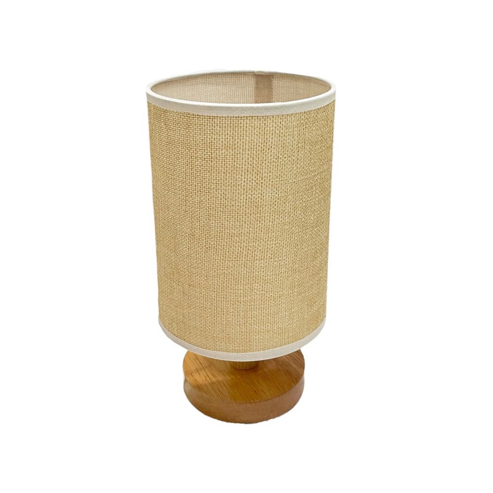 โคมไฟ LED บุผ้าทรงกลมฐานไม้