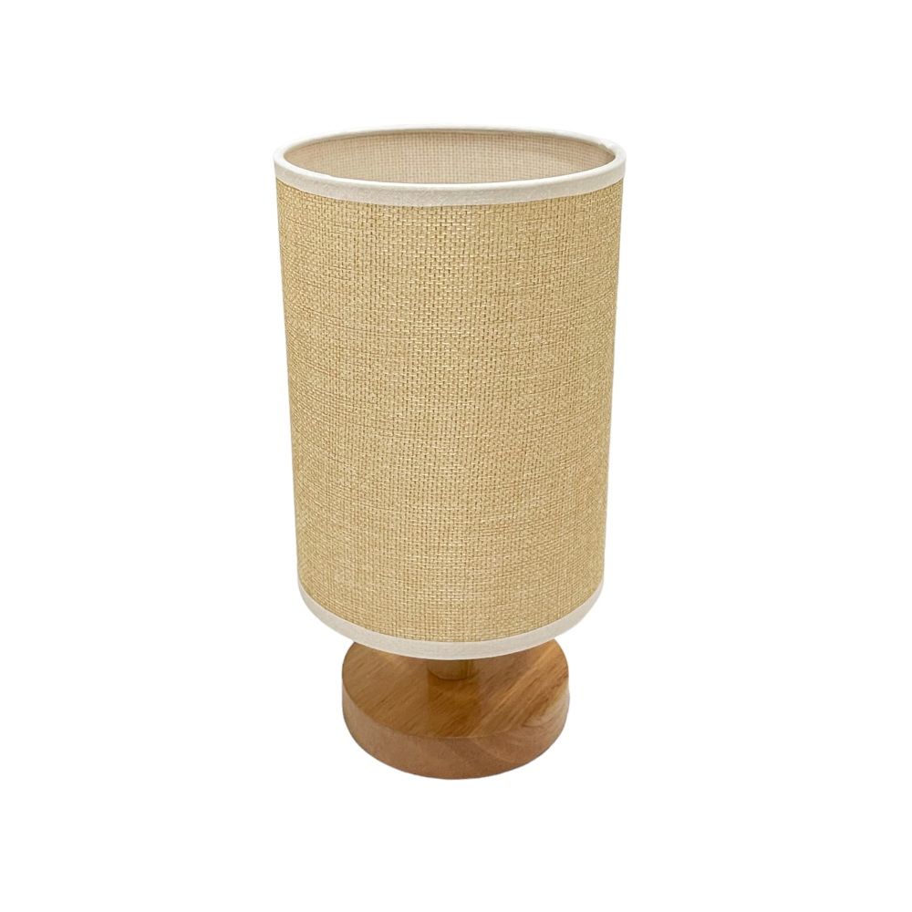 โคมไฟ LED บุผ้าทรงกลมฐานไม้